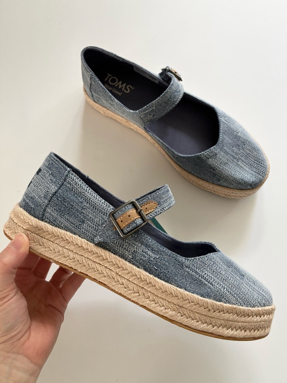 Toms Carolina Mary Jane Espadrille in Denim NEW - Picture 3 of 5